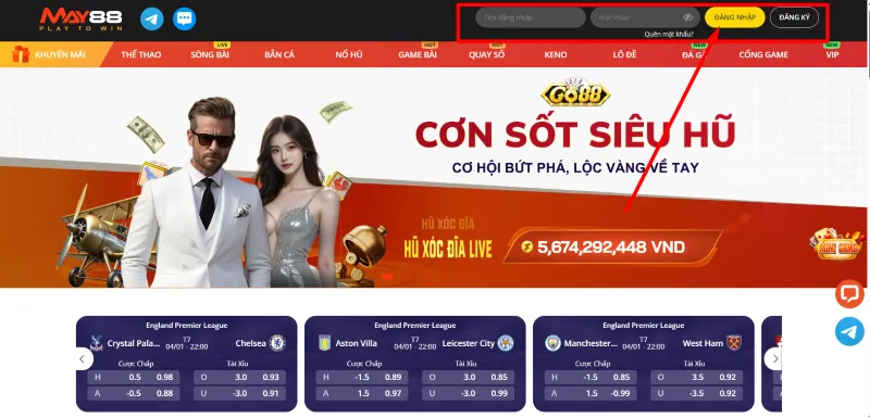 hướng dẫn đăng nhập may88